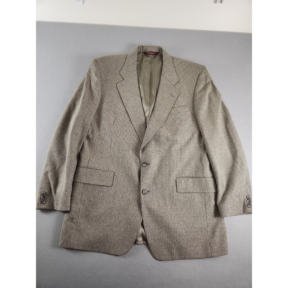Jos A Banks Corporate Collection Men's Sport Coat  Sz 43L  Tan Houndstooth Wool